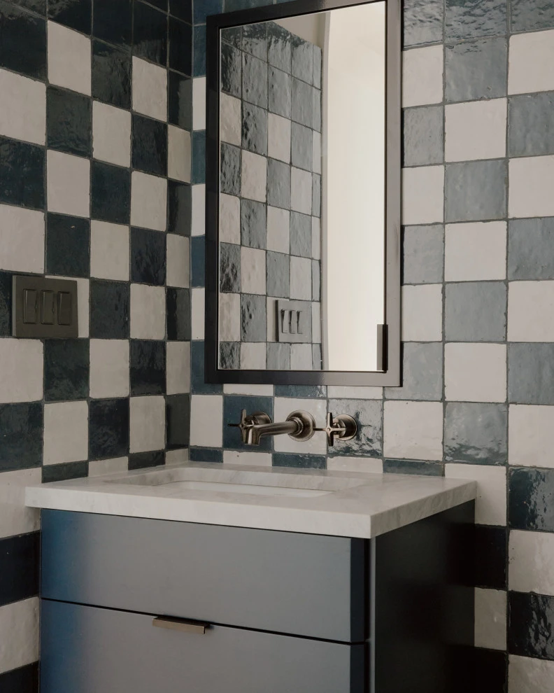 Blue and White Modern Bathroom