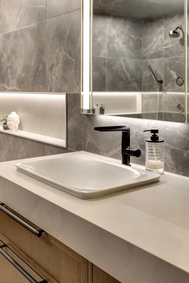 Luxury Gray Porcelain Bathroom Design
