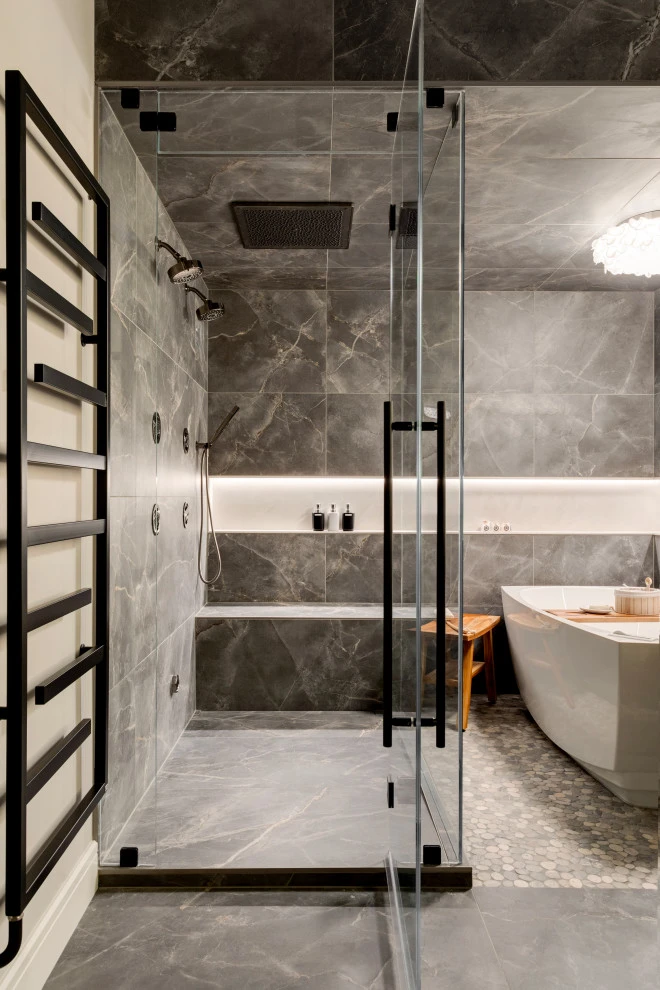 Luxury Gray Porcelain Bathroom Design