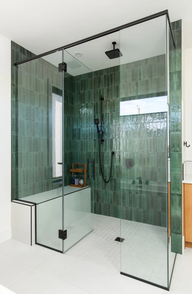 Stylish Bathroom Modern Green Shower Tile