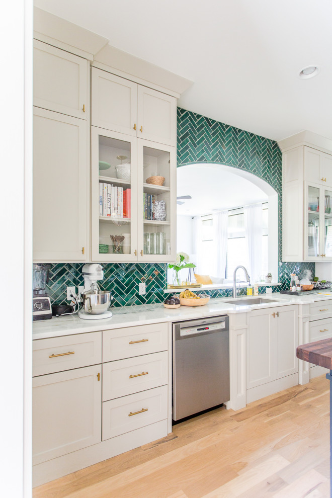 Traditional Modern Herringbone Backsplash