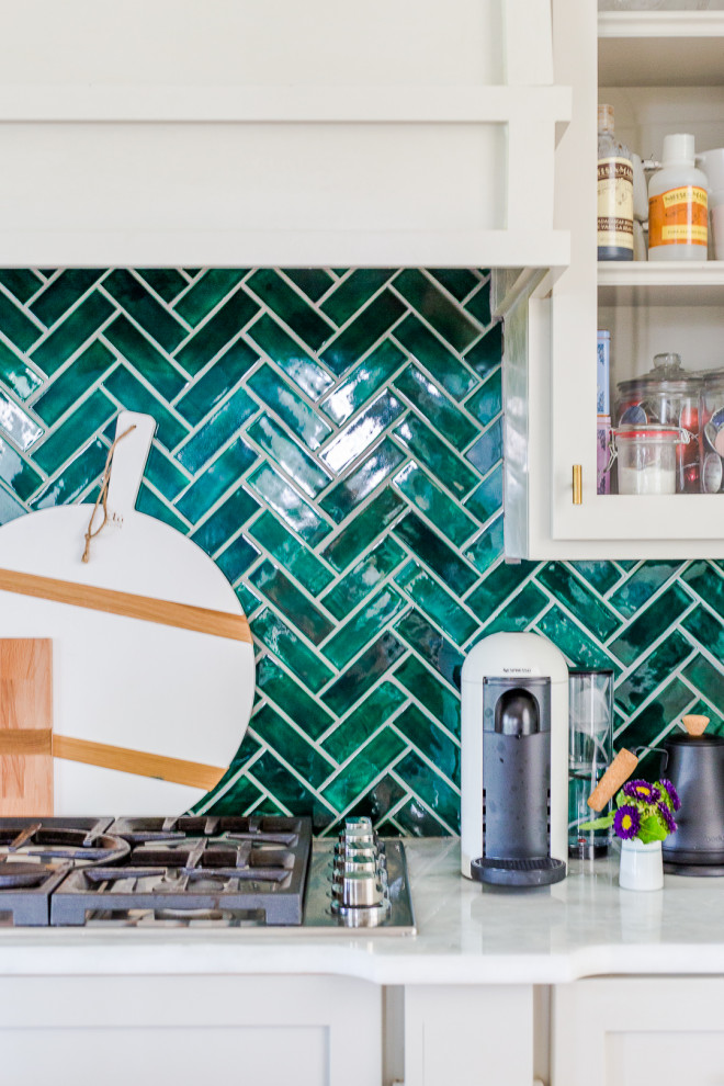 Traditional Modern Herringbone Backsplash