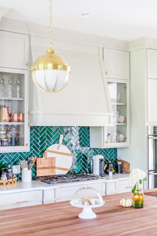 Traditional Modern Herringbone Backsplash